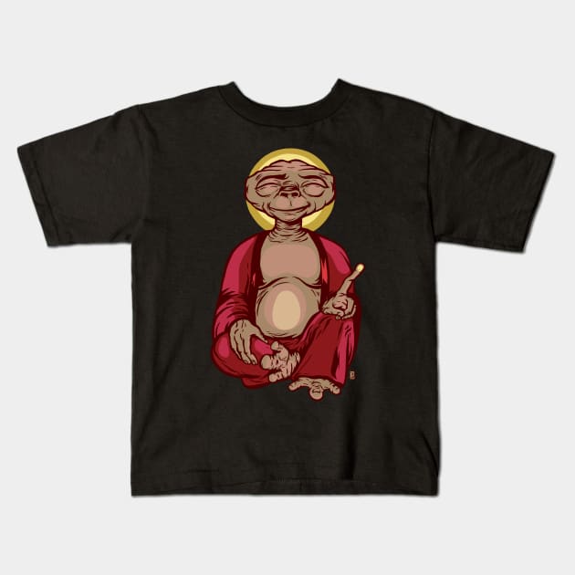 Extra Terrestrial Buddha Kids T-Shirt by Thomcat23